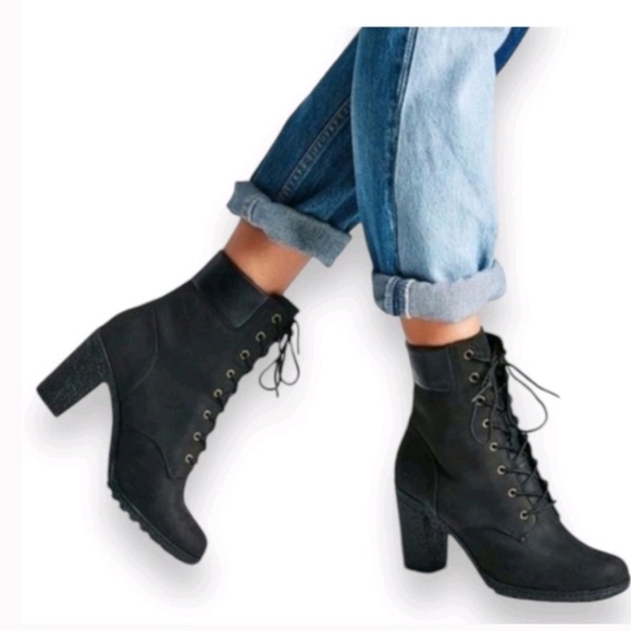 Timberland Women's Leather Black Mid Lace-Up Boot. Size 7.5 - Picture 1 of 16